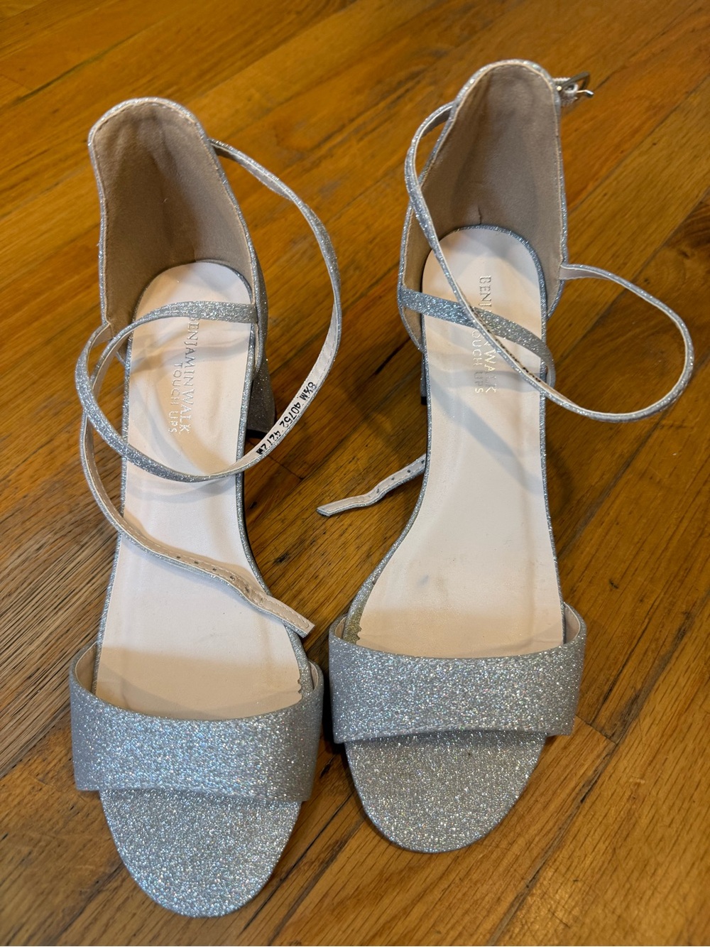 Glitter Ankle-Strap Sandals - Silver